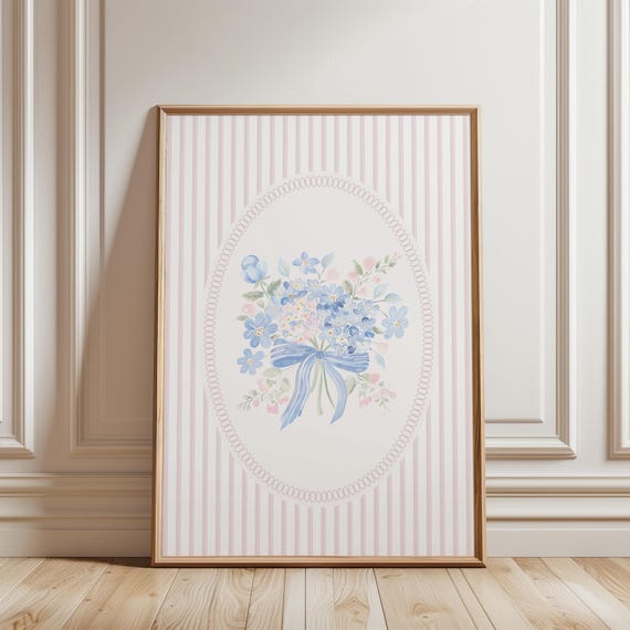 Grandmillenial Prints Vintage Nursery Baby Girl Wall Art Floral Chinoiserie Pink Coquette Decor