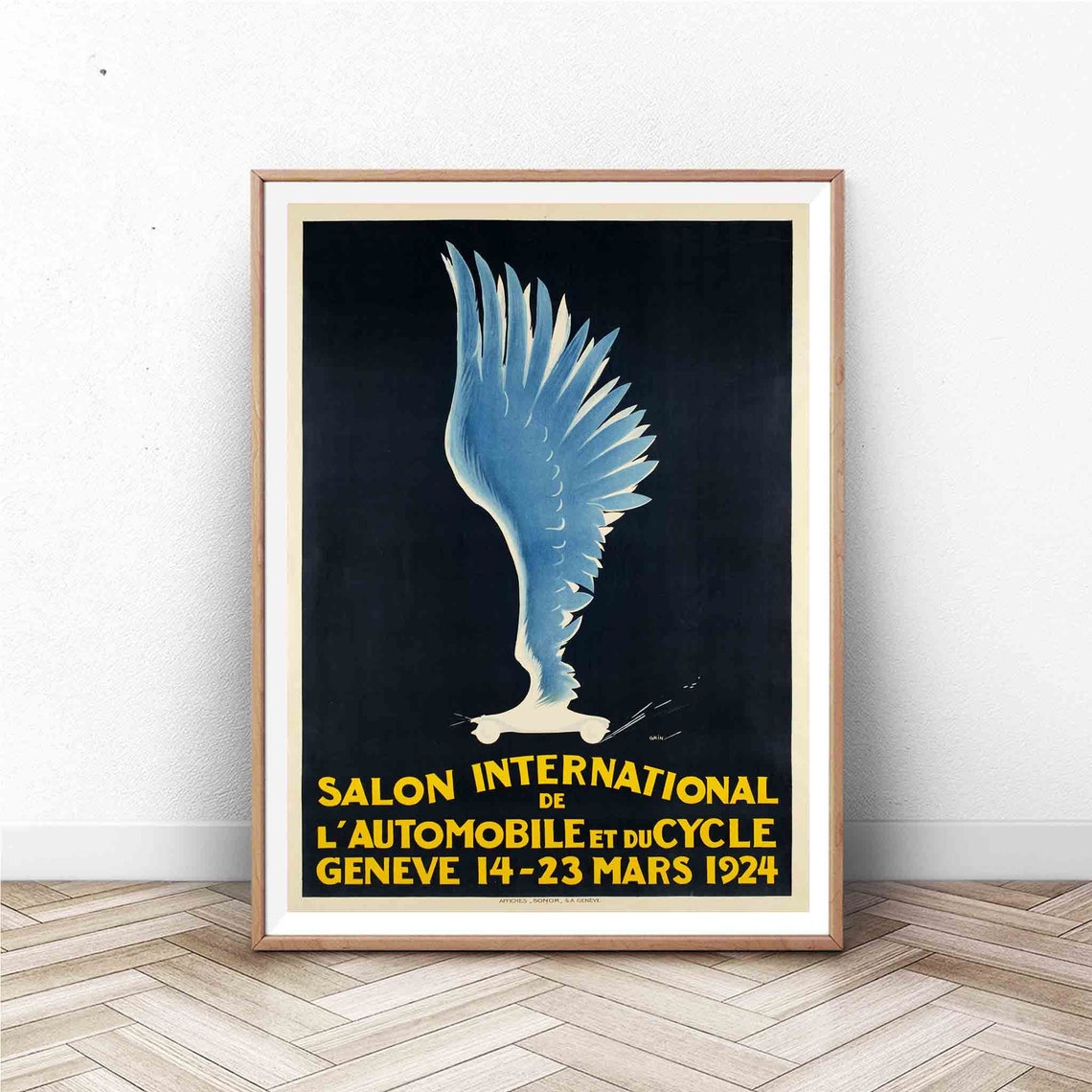 1924 Geneva Auto Show Vintage Motor Car Exhibition French Poster