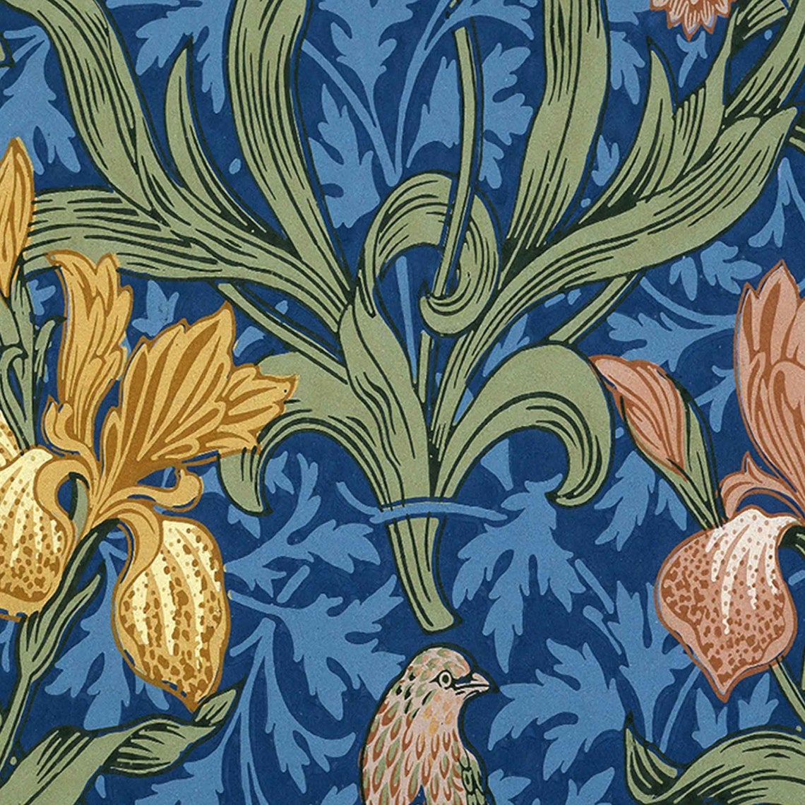 William Morris Blue Iris Botanical Pattern Arts Crafts Decor Poster - Image 2