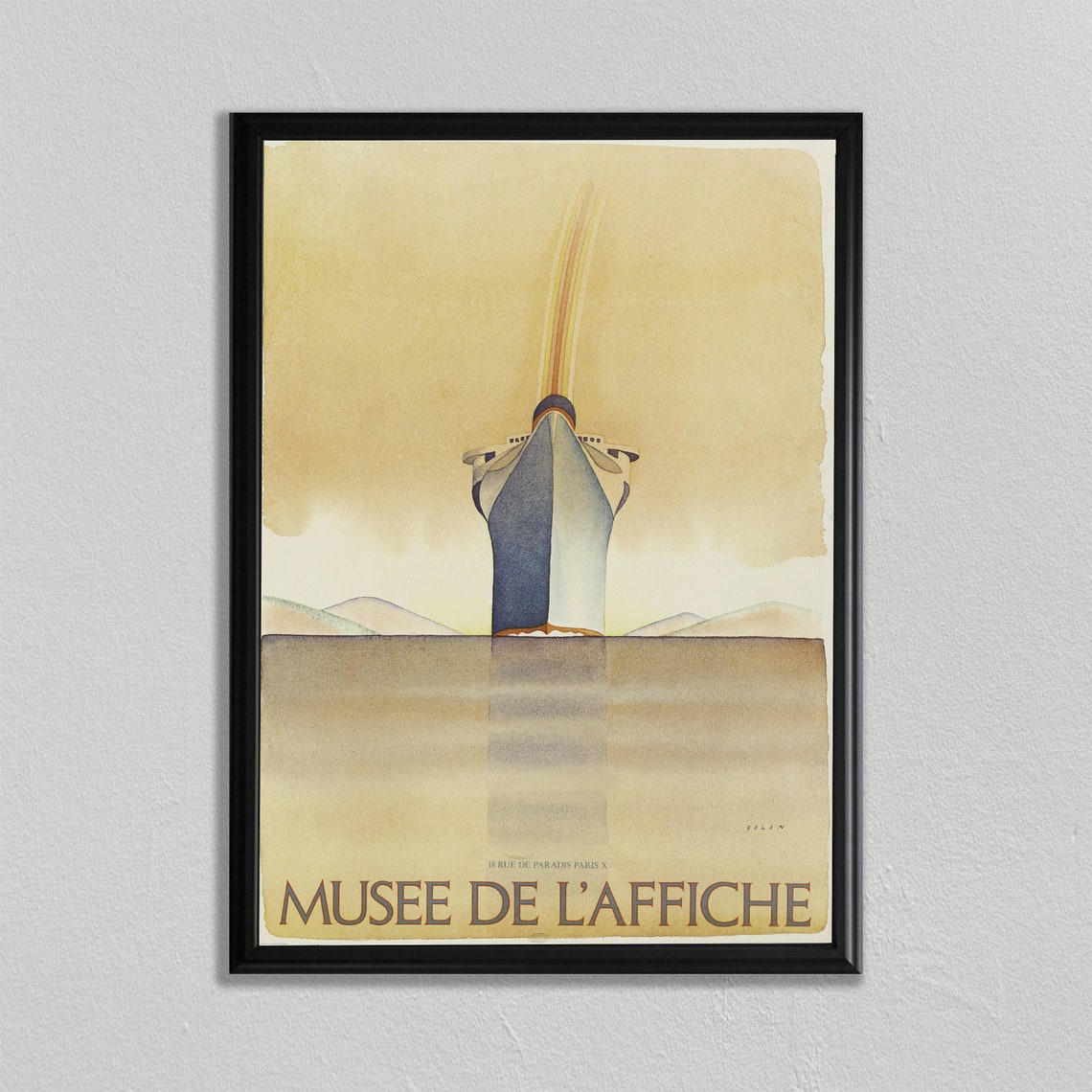 Musee De L Affiche Paris Ocean Liner Ship Bow Watercolor Art Poster
