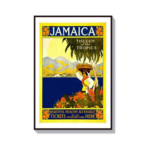 Jamaica Vintage Travel Poster, Tropical Art Print