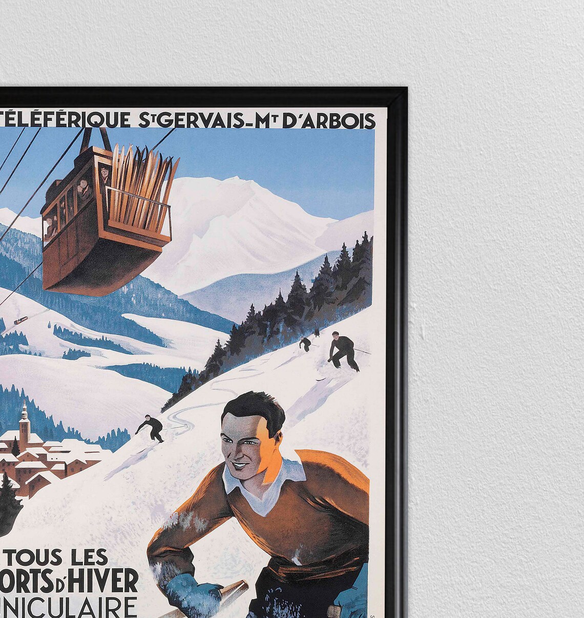 St Gervais les Bains Vintage French Ski Resort Cable Car Travel Poster - Image 2