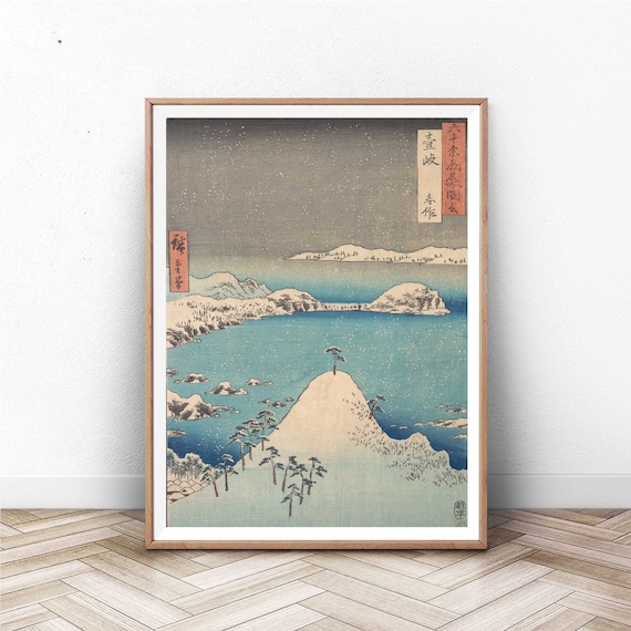 Hiroshige Snowy Shima Bay Islands Winter Japanese Woodblock Poster