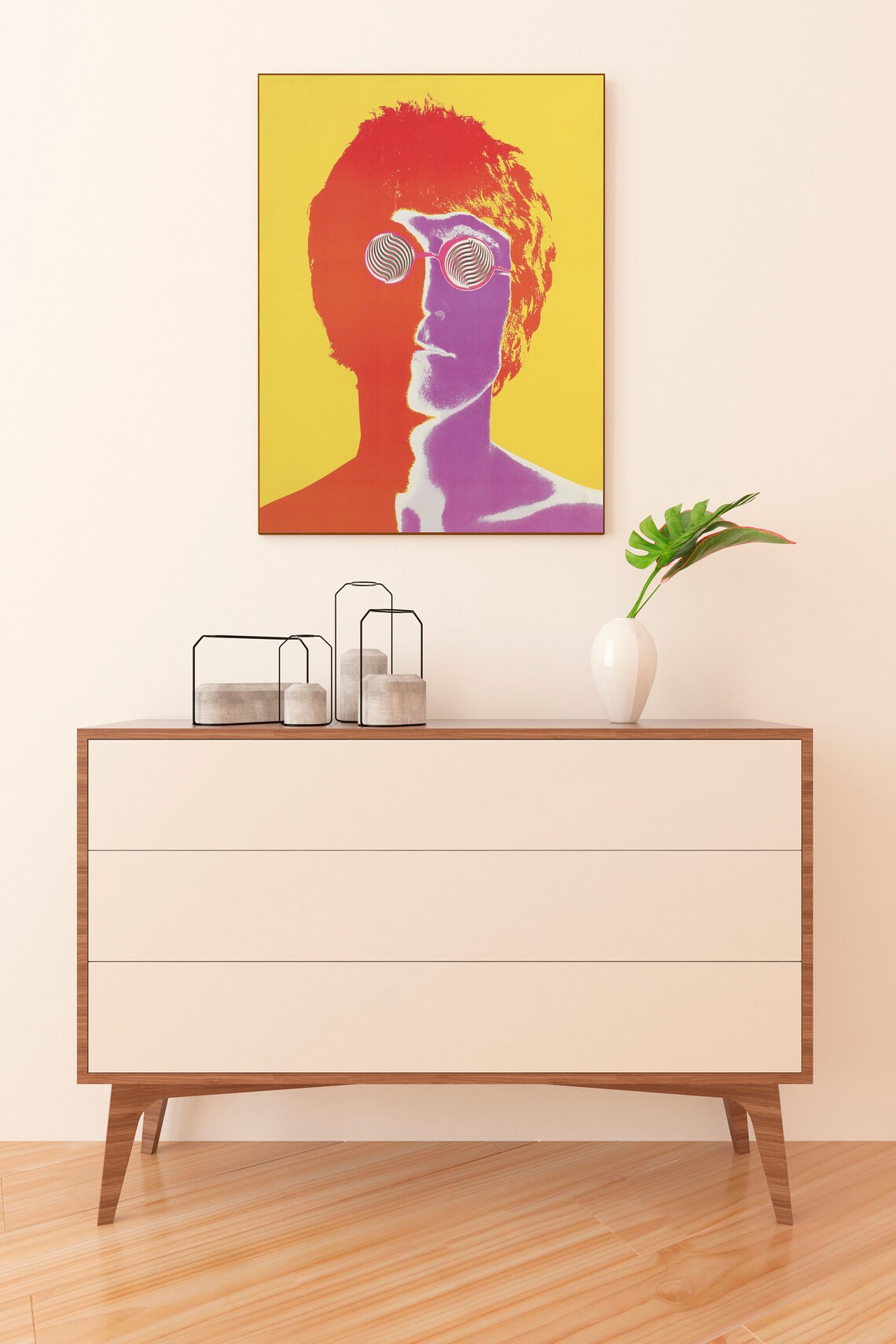 John Lennon Psychedelic Pop Art Portrait Yellow Red Beatles Wall Poster - Image 3