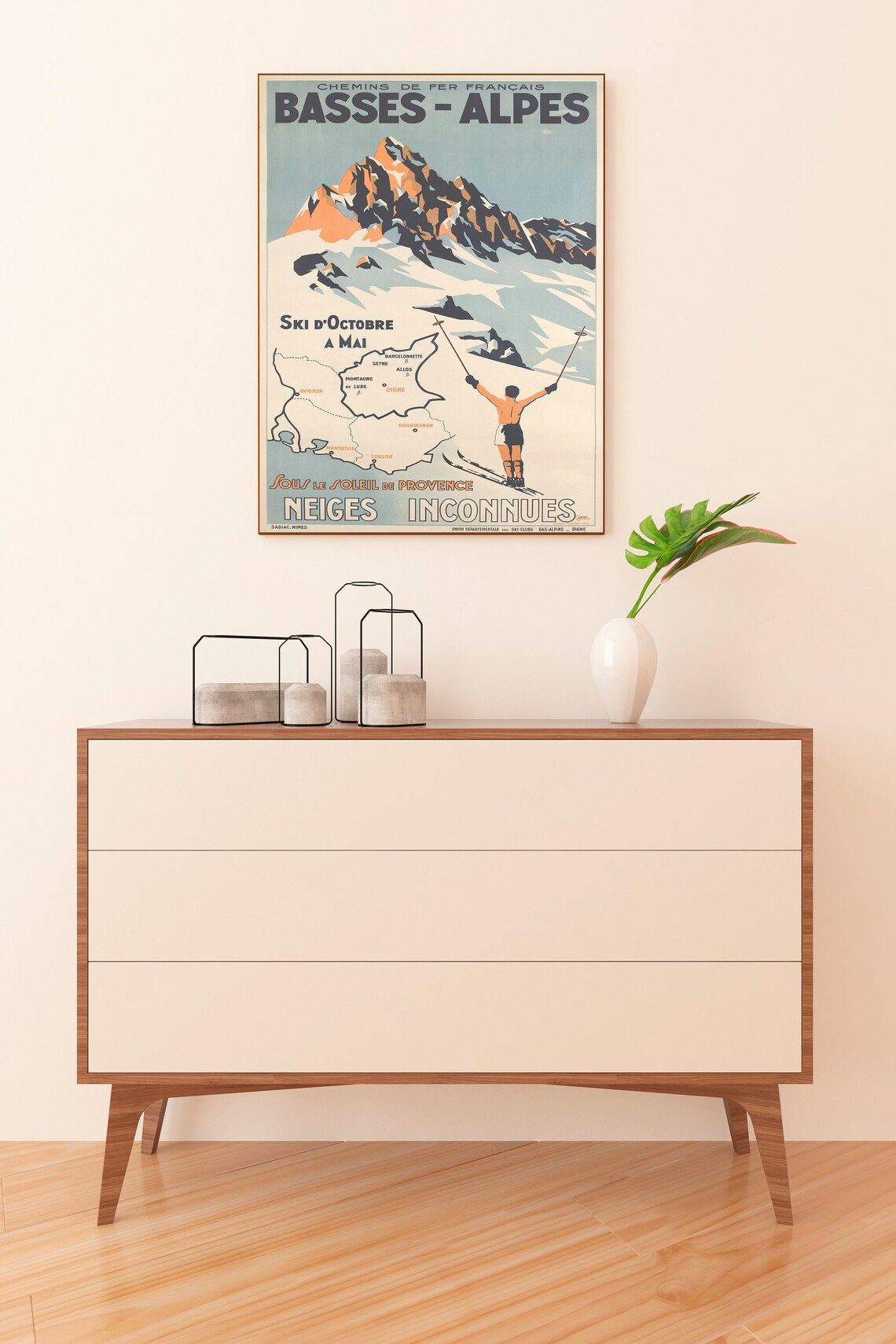 Basses Alpes French Railway Ski d'Octobre a Mai Vintage Sports Poster - Image 2