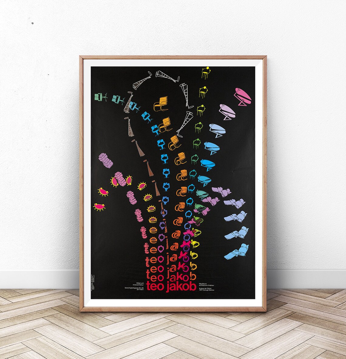 Teo Jakob Furniture Design Exhibition Colorful Line Art Poster