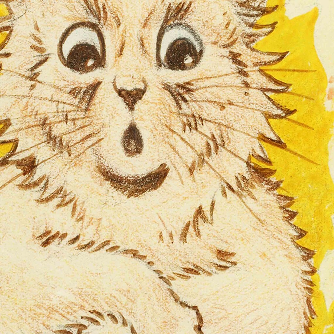 Louis Wain Cat Portrait Poster, Yellow Cat - Image 2