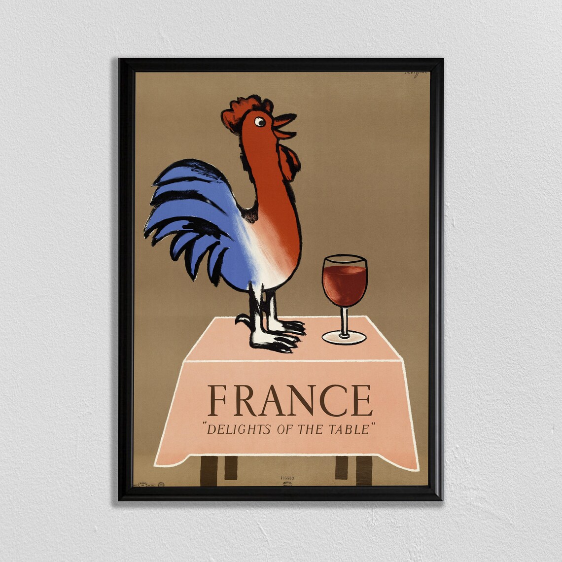 France Delights of the Table Gallic Rooster Wine Vintage Poster