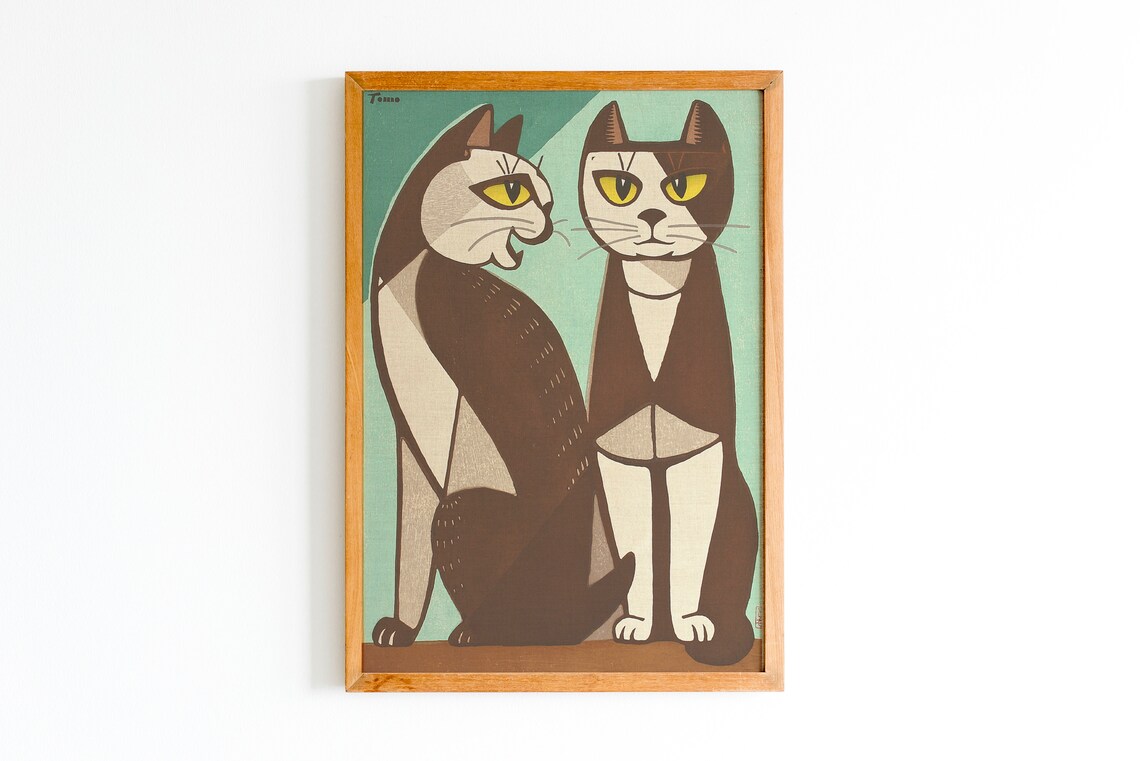 Cat Print Japan Woodblock, Mt Fuji Japanese Art Poster - Image 3