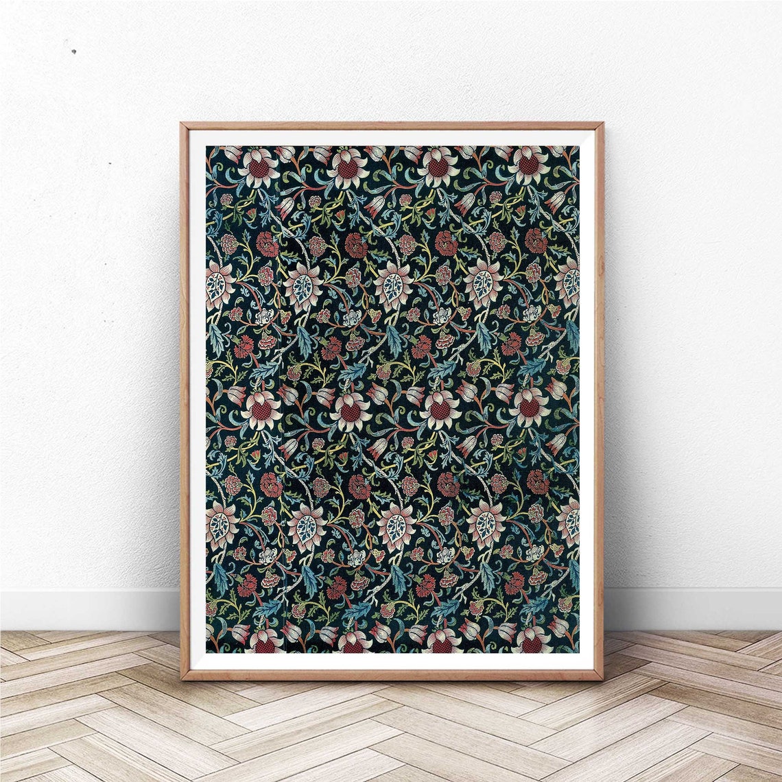 William Morris Holland Park Dark Intricate Floral Vine Pattern Poster