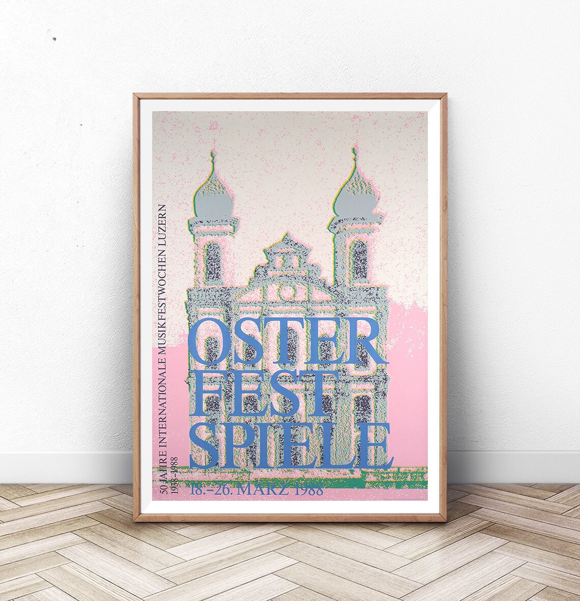 Lucerne Easter Festival 1988 Swiss Classical Music Festival Poster Pink