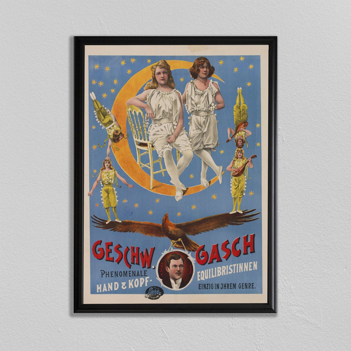 Geschw Gasch Acrobat Circus Vintage German Performance Poster