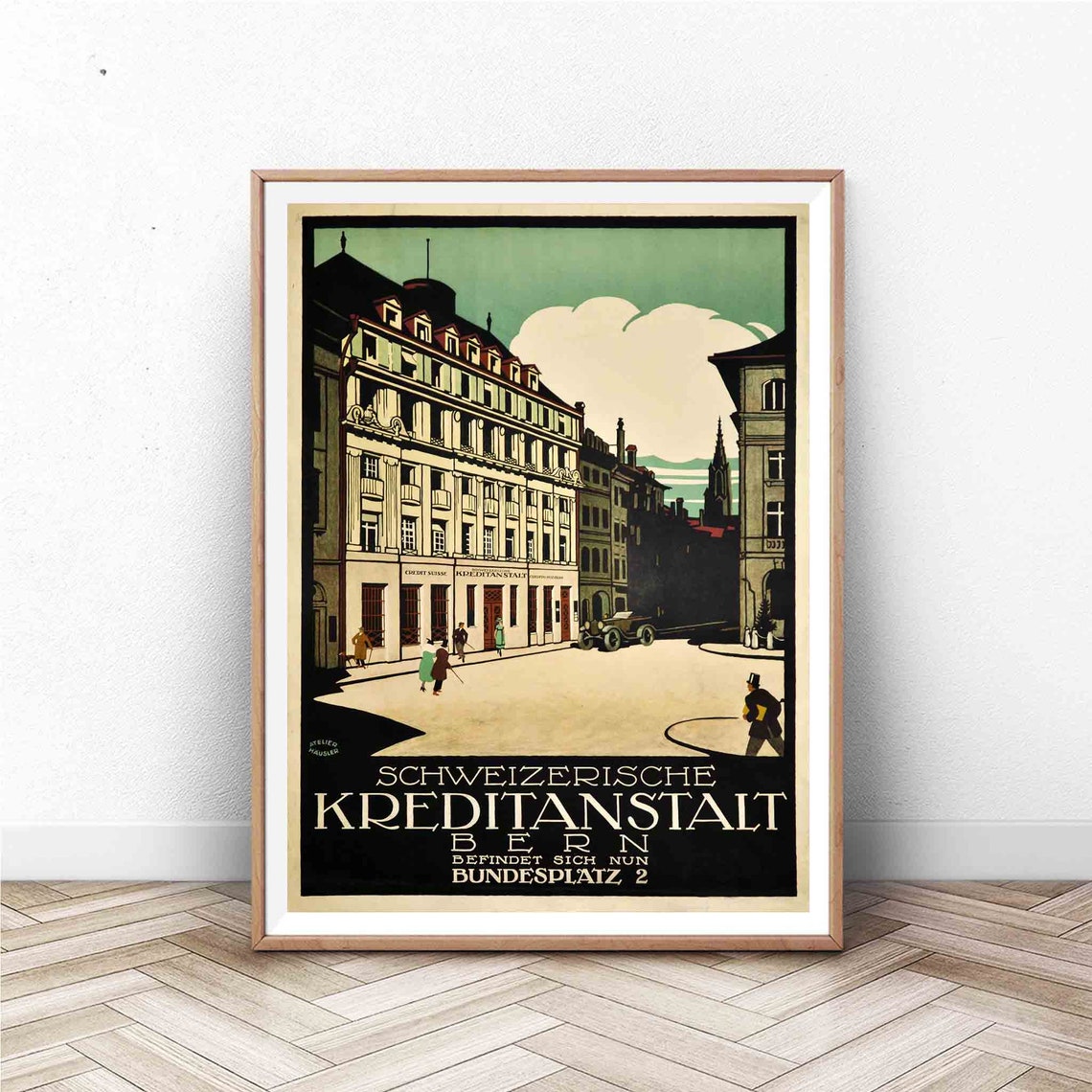 Schweizerische Kreditanstalt Bern Vintage Swiss Bank Art Poster