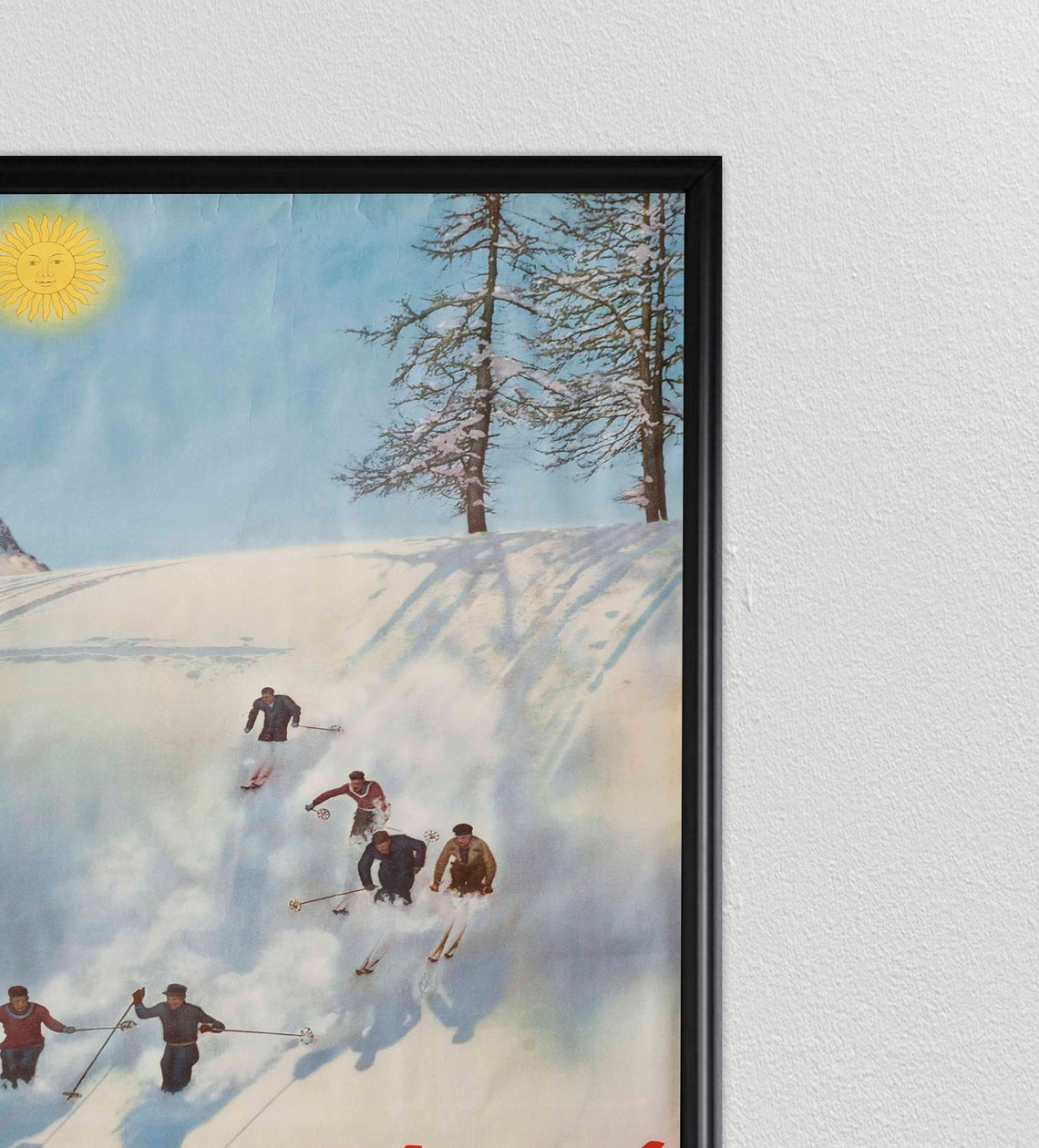 Vintage St Moritz Swiss Ski Powder Slope Sunshine Art Poster - Image 2