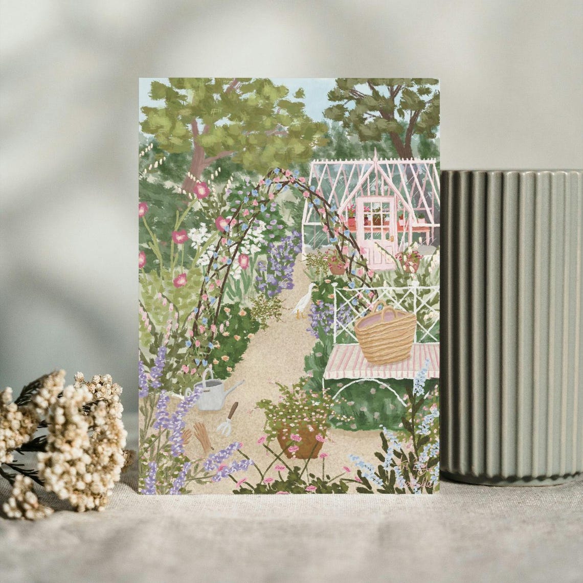 Cottage Garden Greeting Card, Floral Wildlife
