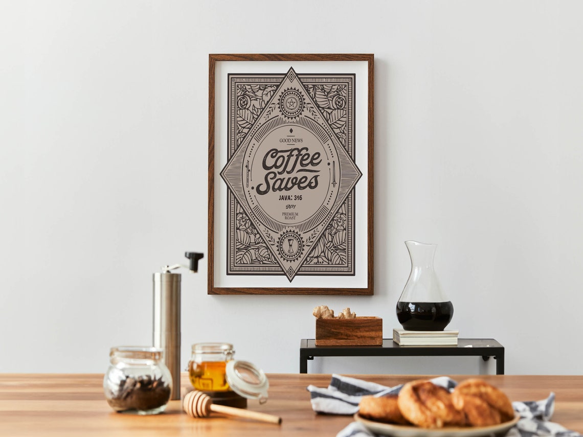 Funny Kitchen Decor Kitchen Wall Art Kitchen Print Coffee Bar Poster Vintage Style Coffee Print Art Amusing Gift - Image 2