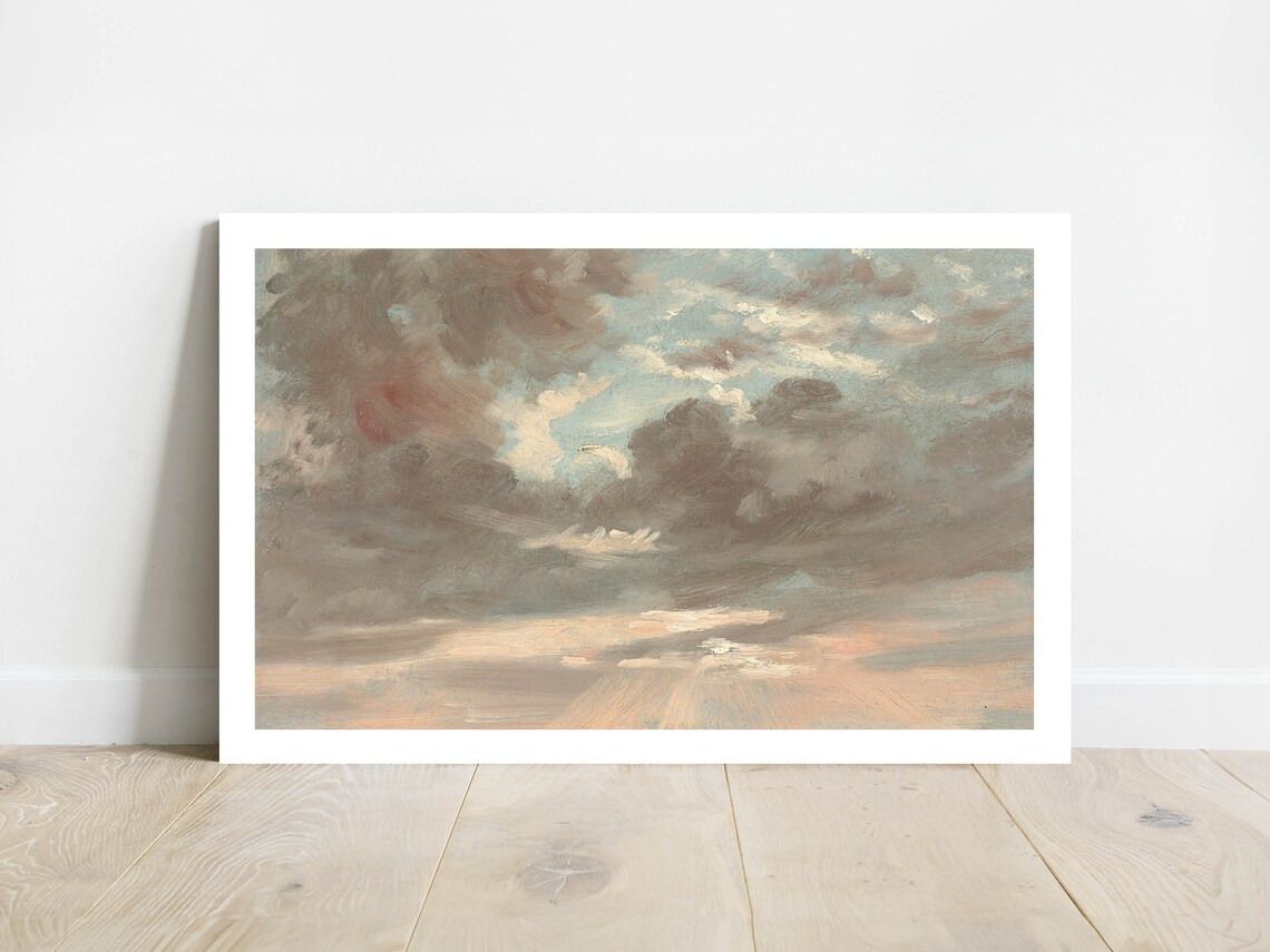 Stormy Cloud Skyscape Vintage Style Moody Oil Landscape Poster - Image 2
