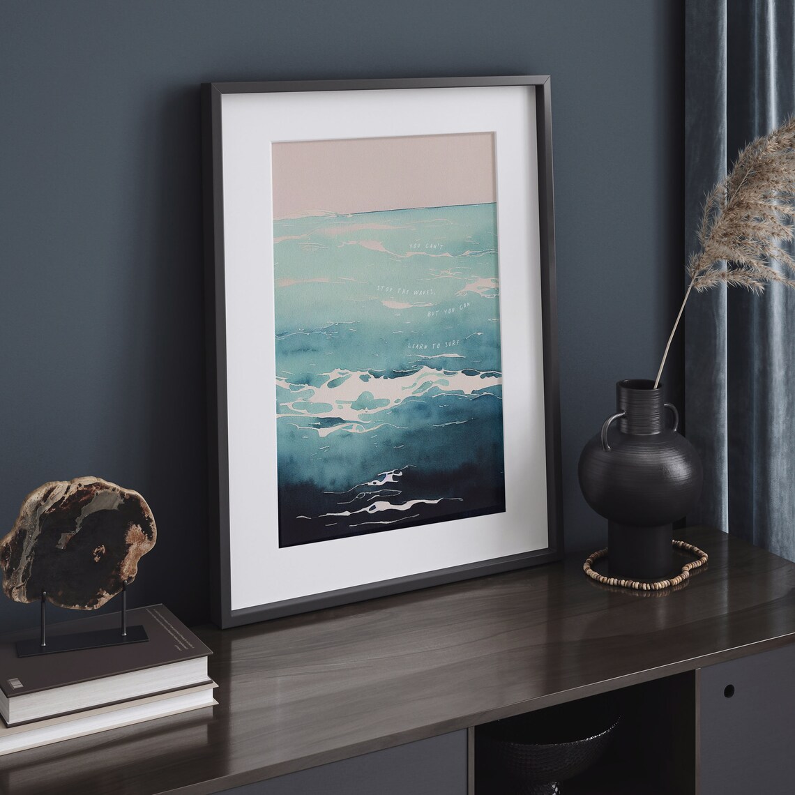 Learn To Surf Watercolor Therapist Office Art Print - Image 4