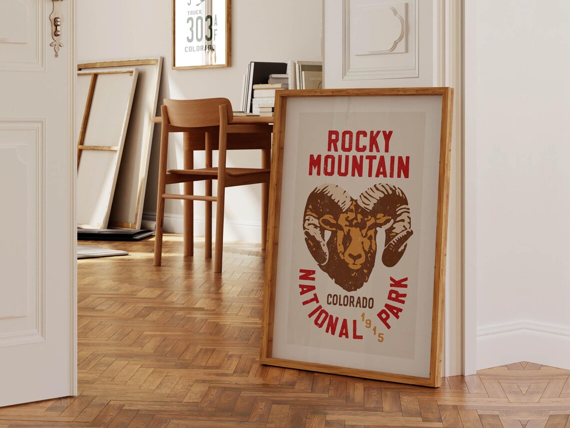 Retro Colorado Travel Poster, Rocky Mountain Ram - Image 2