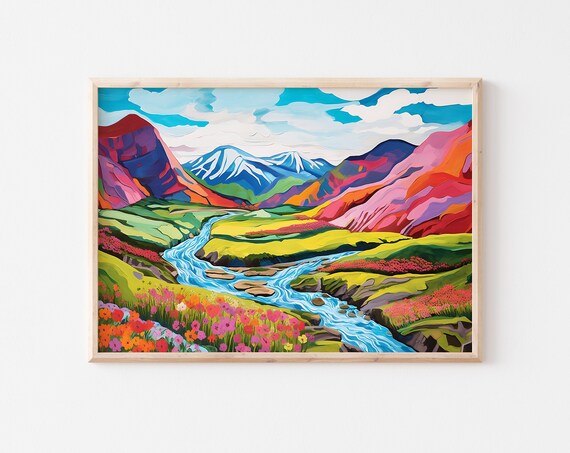 Iceland Highlands Landscape Art Print, Landmannalaugar