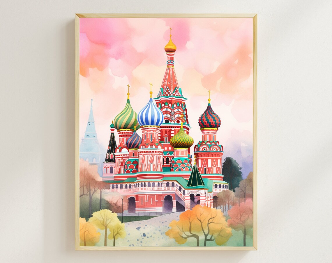Moscow Saint Basil's Cathedral Travel Poster, Russia