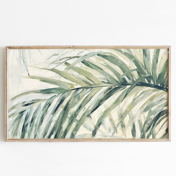 Abstract Palm Fronds Painting Sage Green Botanical Art Poster
