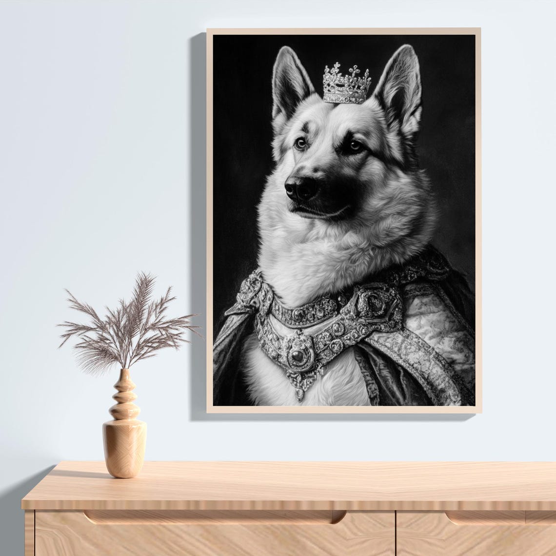 Crowned White German Shepherd Royal Dog Portrait Funny Poster - Image 2