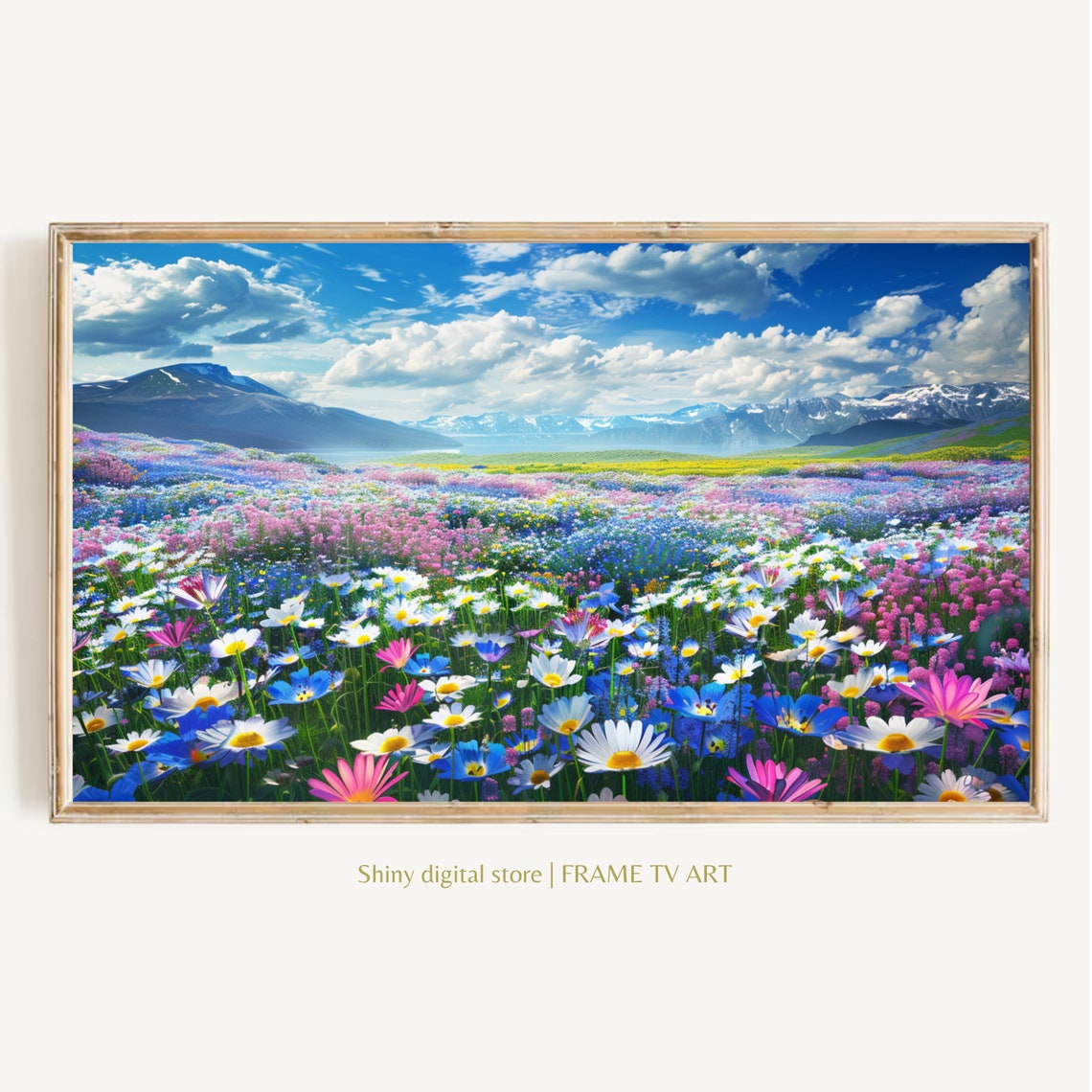 Frame Tv Art Summer Wildflower Field Painting Vintage Spring Field Of Daisy Flowers Tv Art Warm Tone Cottagecore Tv Art
