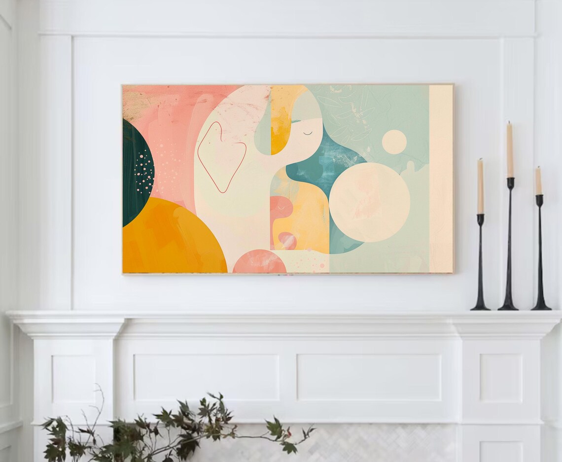 Modern Pastel Abstract Shapes Pink Cream Sage Minimalist Art Poster - Image 2