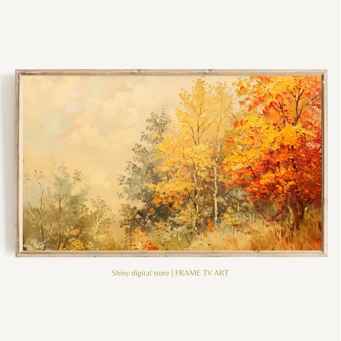 Soft Golden Autumn Trees Pale Sky Impressionist Warm Fall Glow Poster