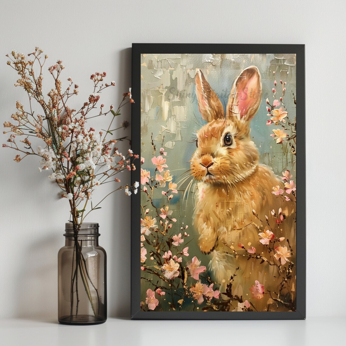 Easter Bunny Rabbit Painting, Happy Easter Decor - Image 2
