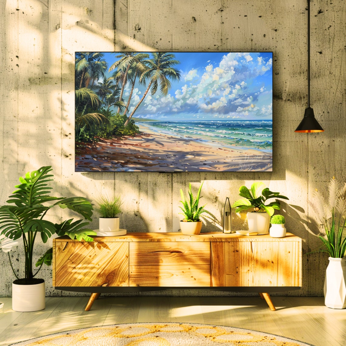 Tropical Palm Trees Beach Turquoise Ocean Summer Travel Poster - Image 2