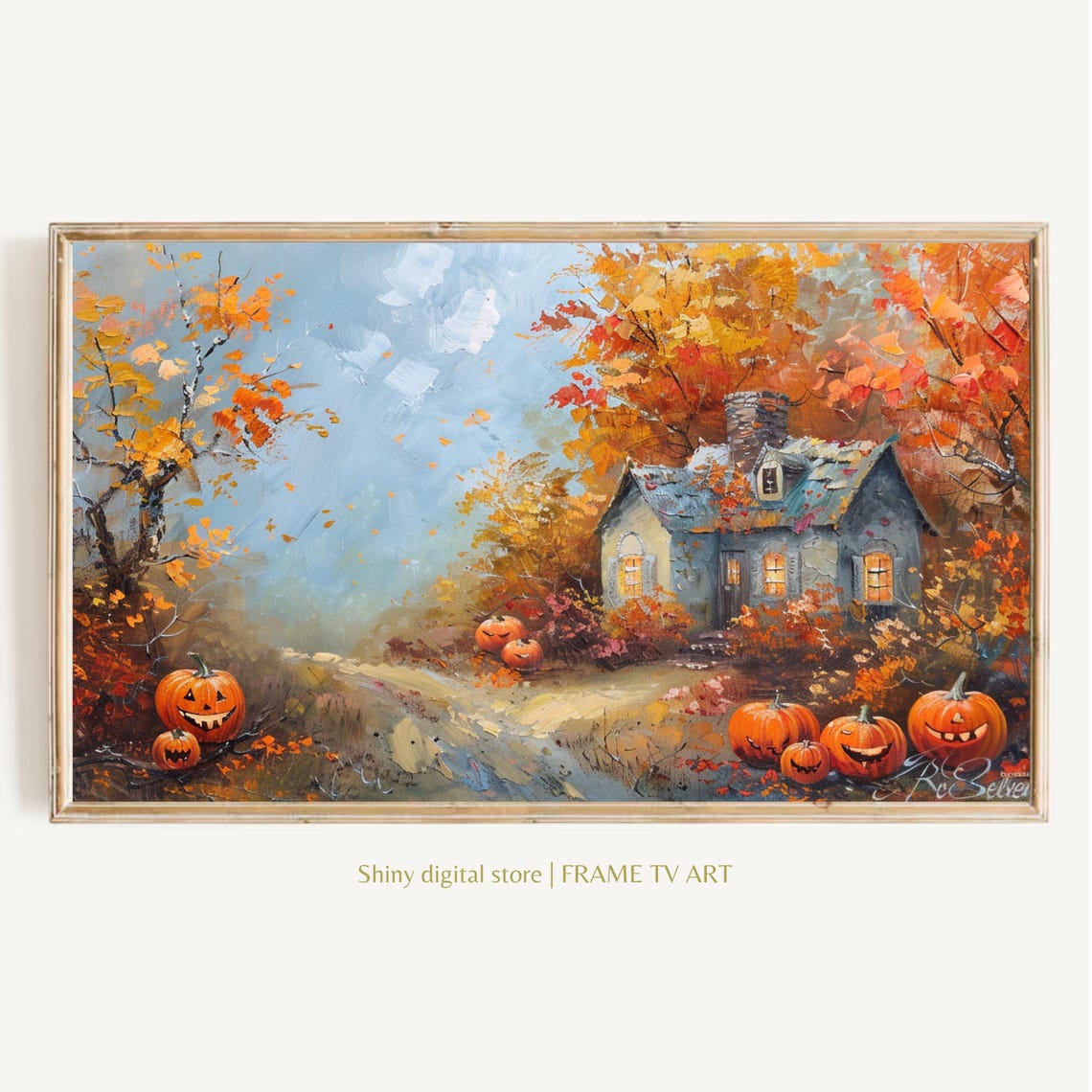 Haunted Pumpkin Cottage Autumn Halloween Jack-O-Lantern Poster