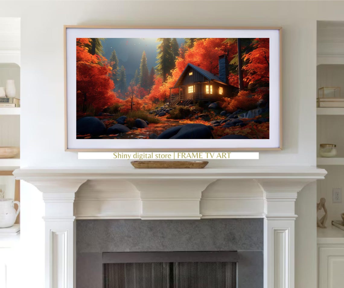 Vintage Autumn Landscape Fall Frame Tv Art Country Farmhouse Picture Oil Painting Wildflower Art F 005 - Image 3