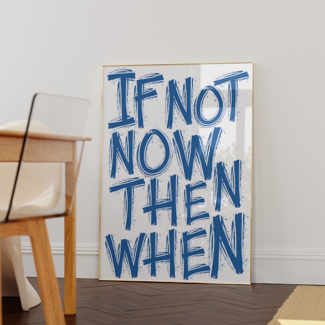 Blue Graffiti Quote Art Print, Bedroom Wall Decor