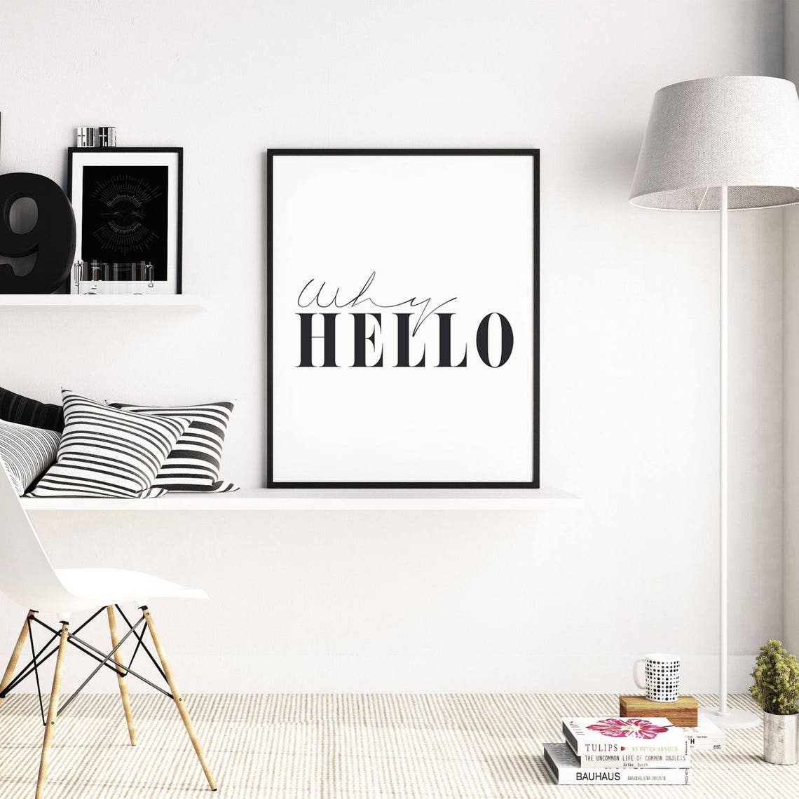 Why Hello Script Serif Minimalist Greeting Typography Poster - Image 3