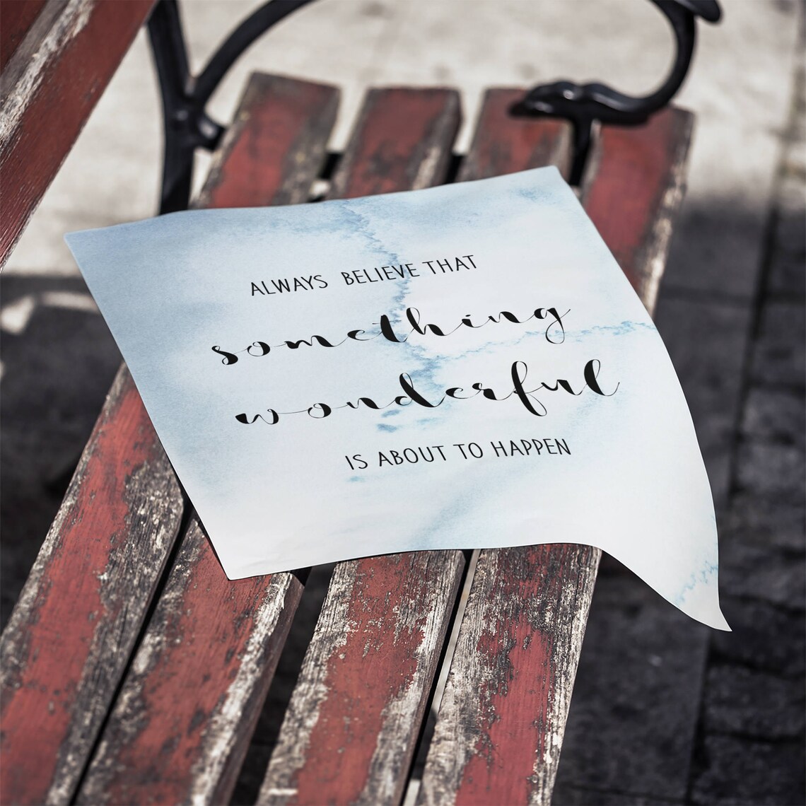 Always Believe Something Wonderful Watercolor Quote Poster Decor - Image 2