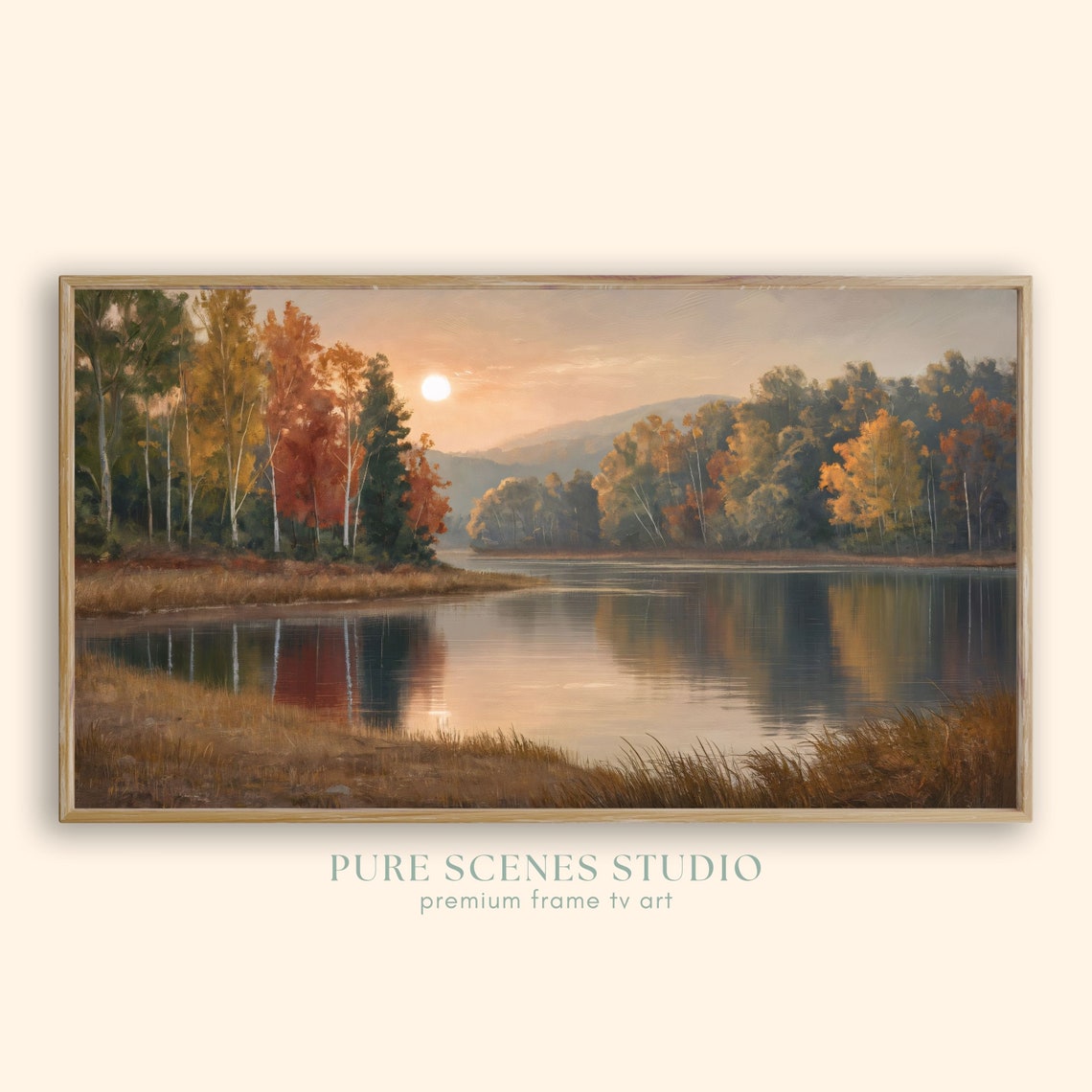 Autumn Lake Sunrise With Fall Foliage Reflected In Calm Water Poster