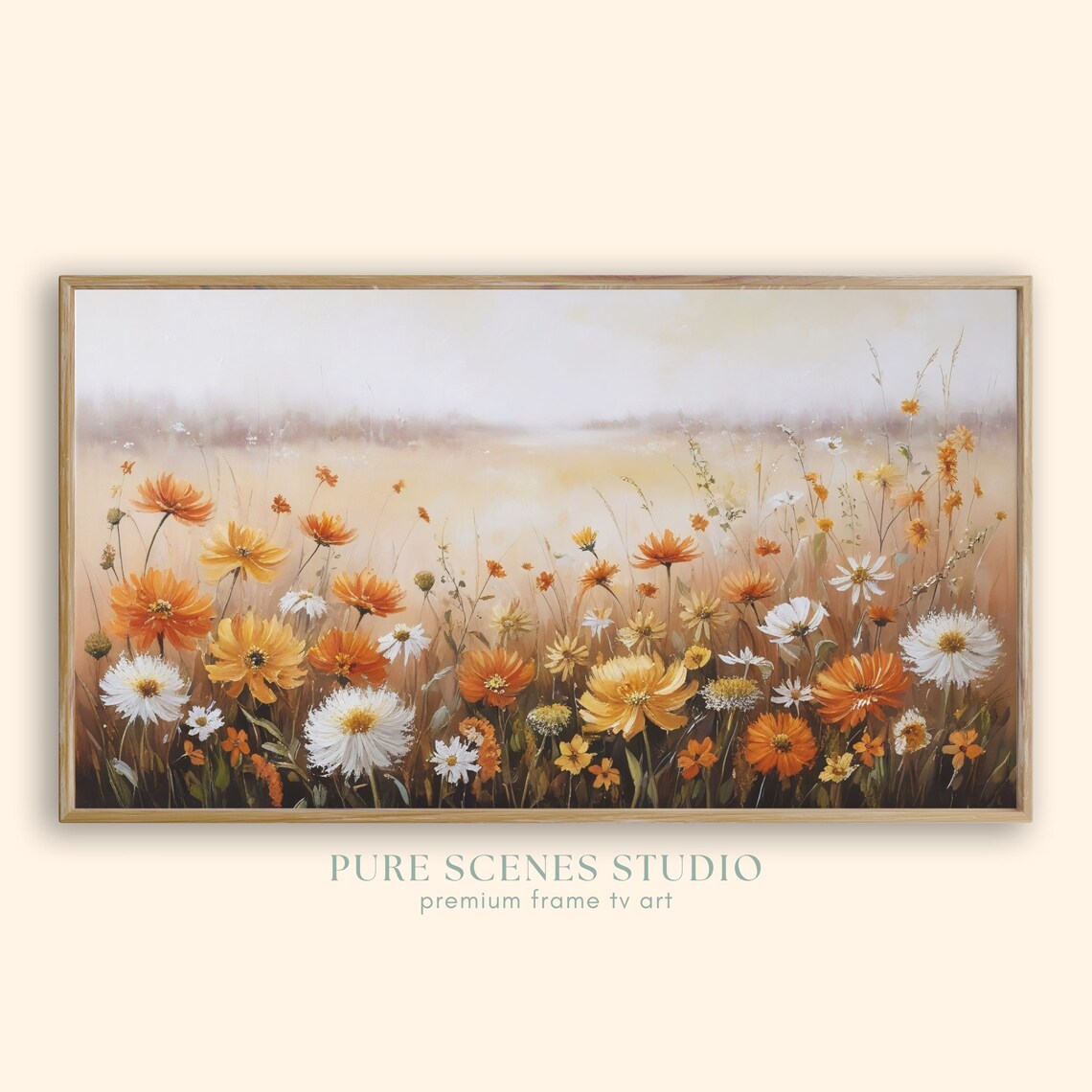 Autumn Wildflower Meadow with Orange White Yellow Blooms Poster
