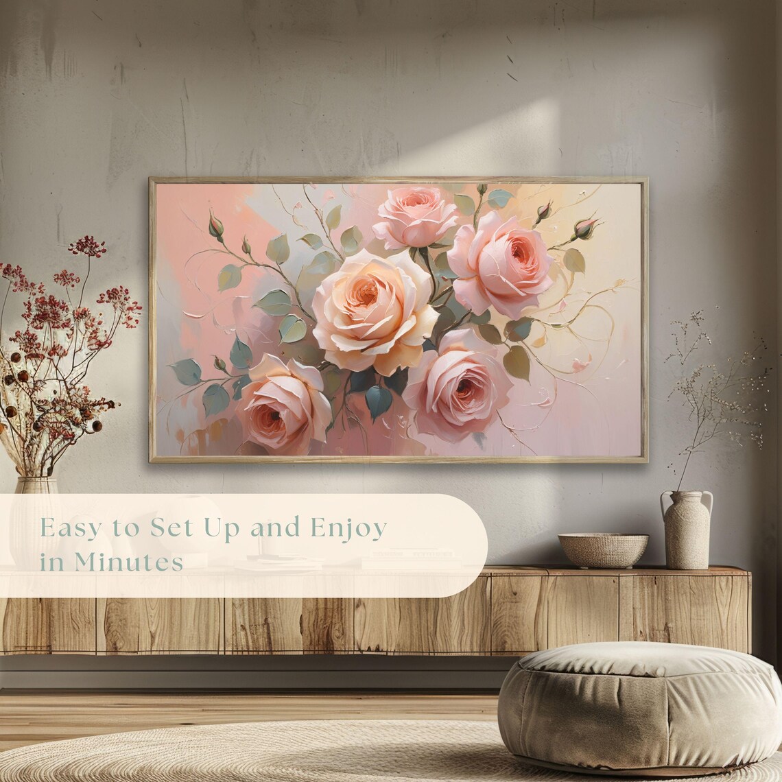 Blush Pink Roses on Soft Pastel Background Elegant Floral Poster - Image 5