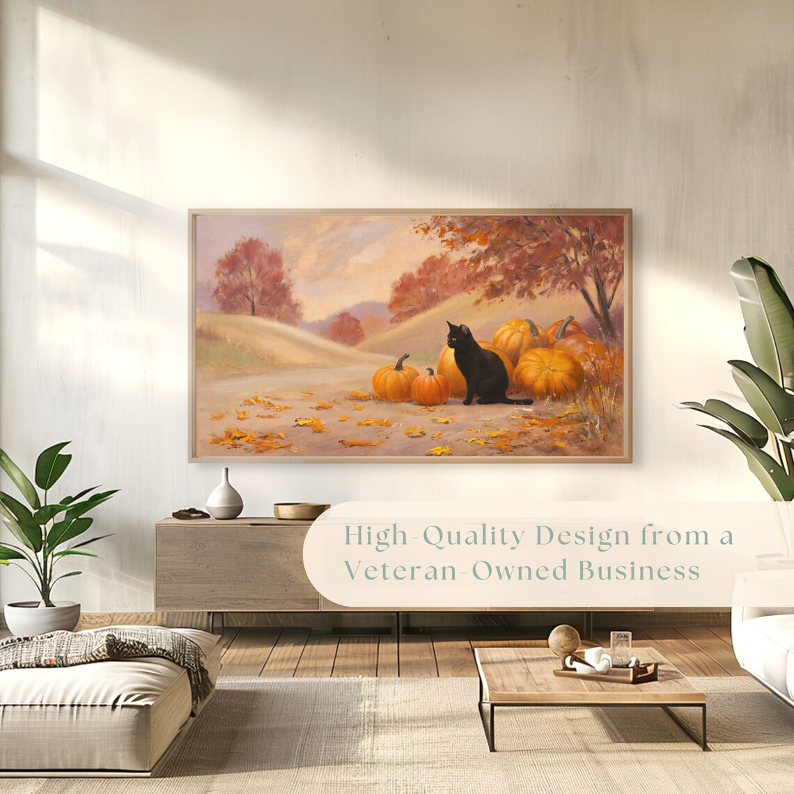 Black Cat Among Pumpkins on Autumn Country Road Cozy Fall Poster - Image 4