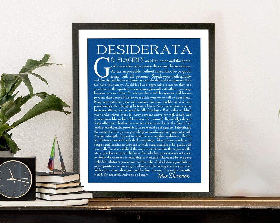Desiderata Poem Literary Art Print, Graduation Gift