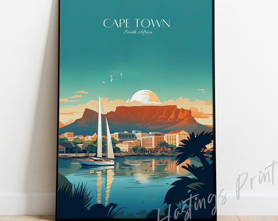 Cape Town Travel Poster South Africa Art Print Custom Text