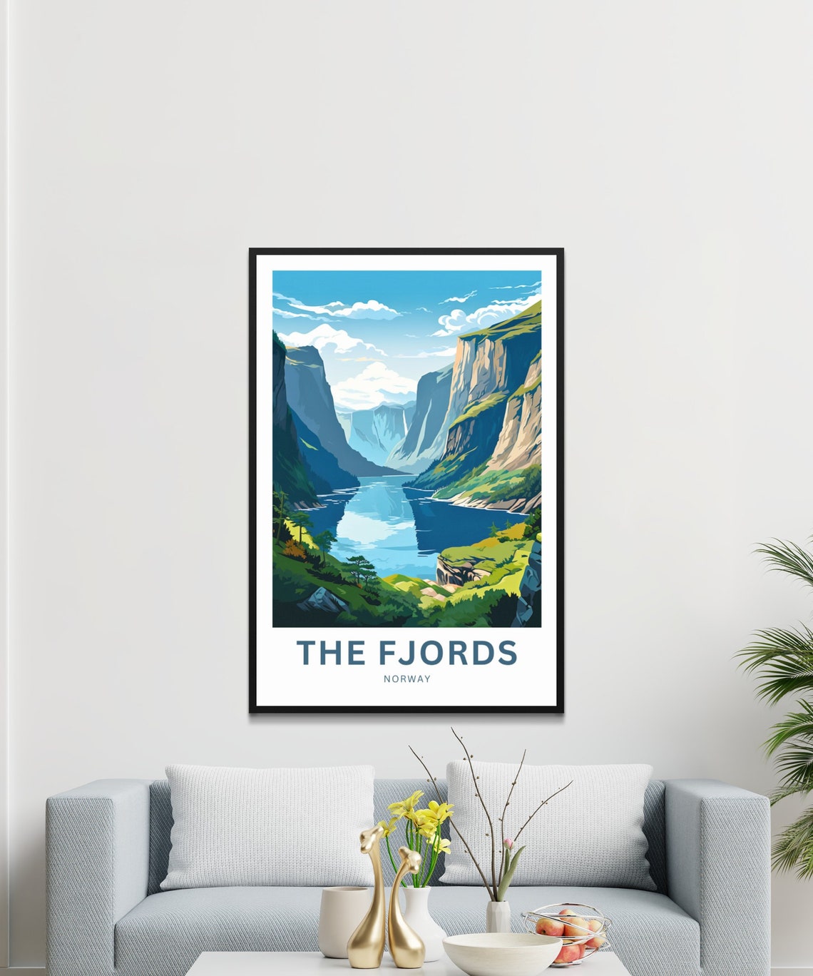 Personalized The Fjords Norway Steep Valley Waterfall Gift Poster - Image 3