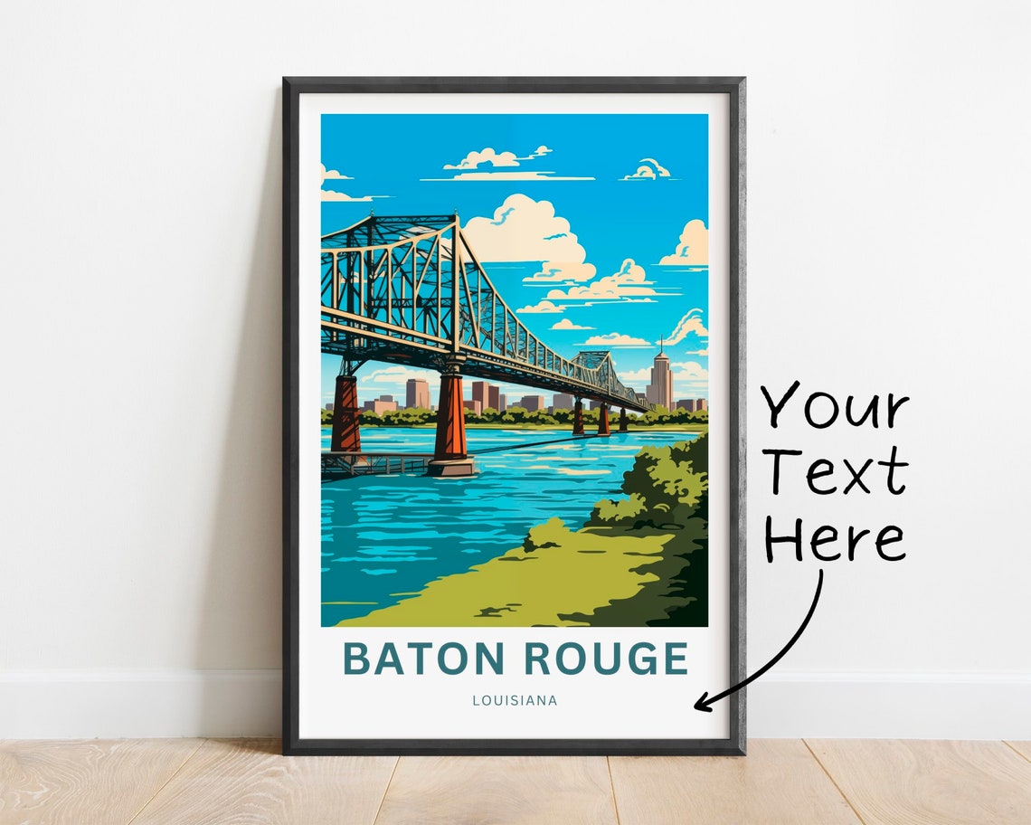 Personalized Baton Rouge Louisiana Bridge Vintage Travel Poster Gift