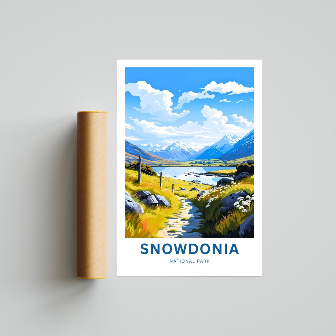 Personalized Snowdonia National Park Rocky Stream Trail Lake Poster - Image 4