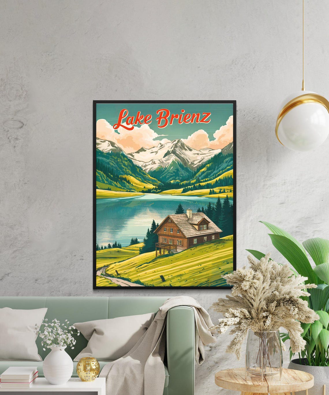 Lake Brienz Swiss Chalet Alpine Meadow Vintage Travel Poster - Image 3