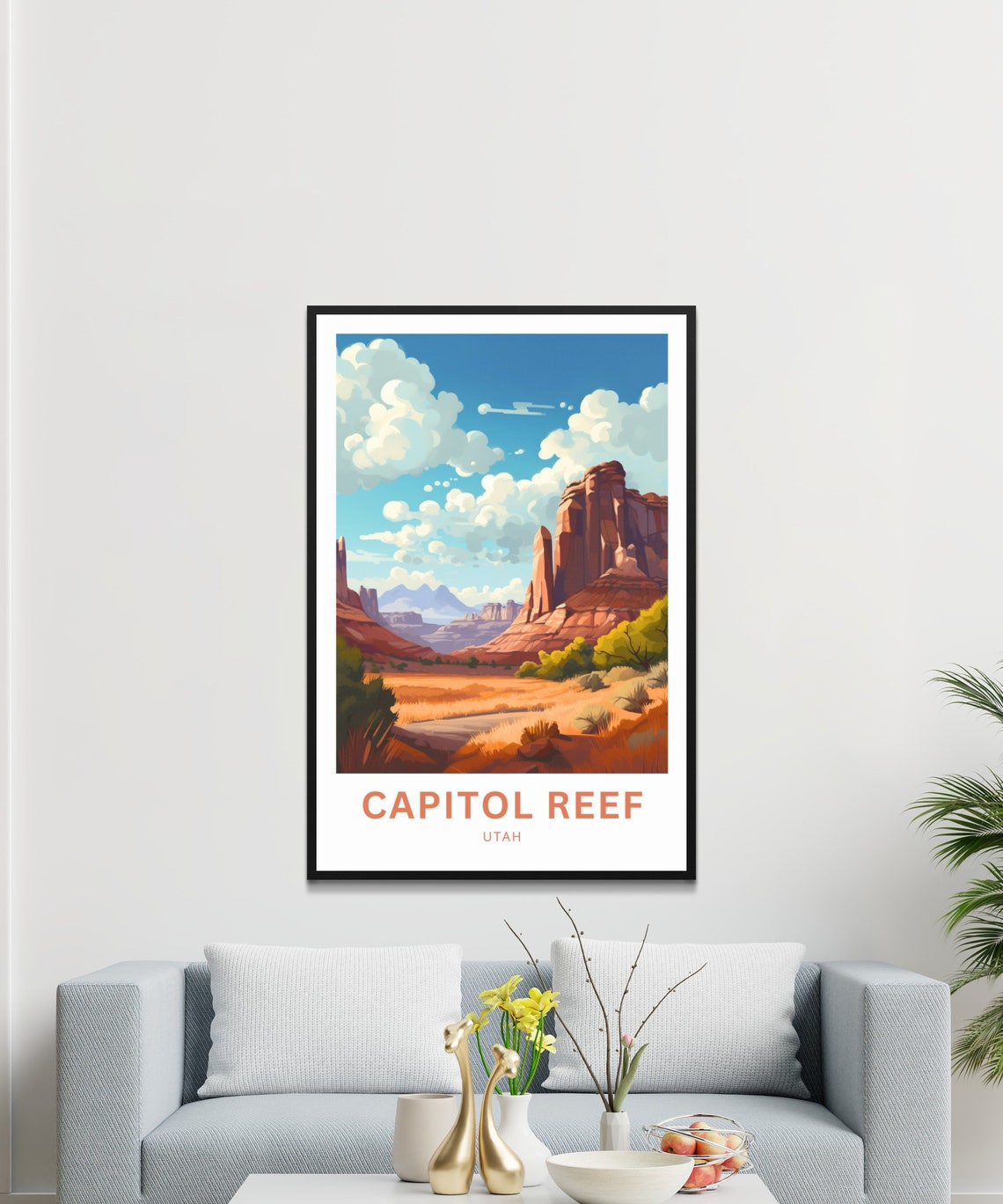 Capitol Reef Utah Red Rock Cliffs Golden Desert Travel Poster - Image 3