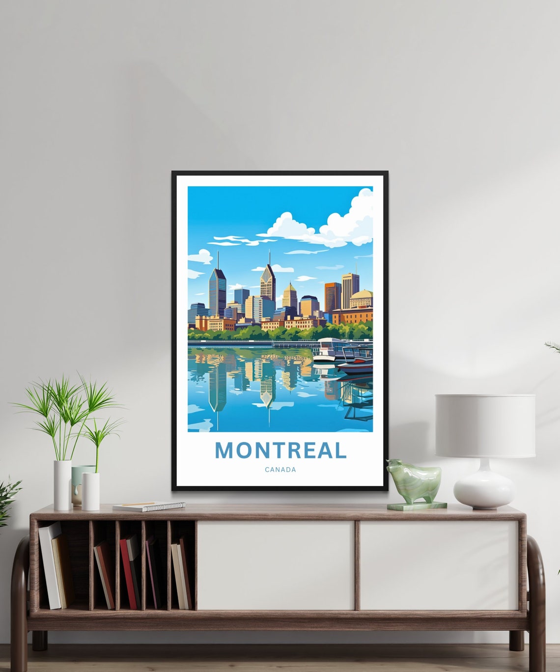 Personalized Montreal Canada Old Port Boats Waterfront Scene Poster - Image 2