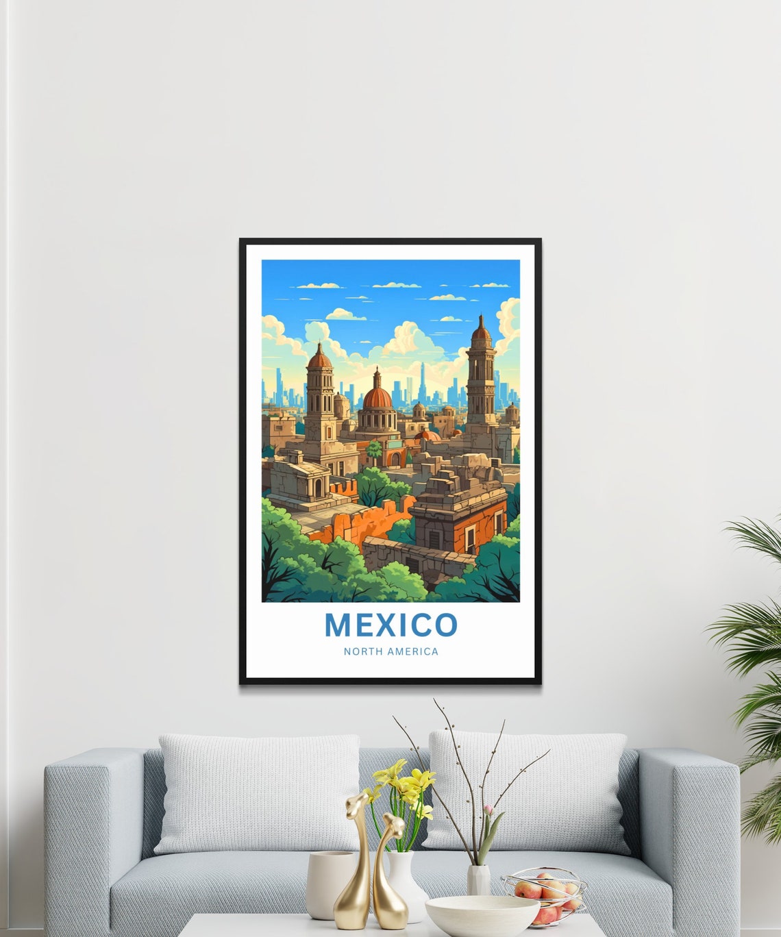 Mexico North America Cathedral Skyline Old City Color Poster - Image 4